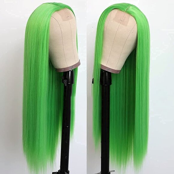 Green T Part Middle Part Lace Wigs - Picture 1 of 5